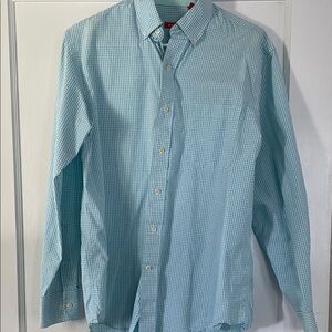 Izod Light Blue Gingham Button Down Shirt